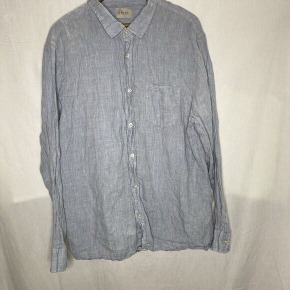 Jachs Blouse Womens Size XL 100% Linen Button Down Long Sleeve Shirt Light Blue - Picture 2 of 9